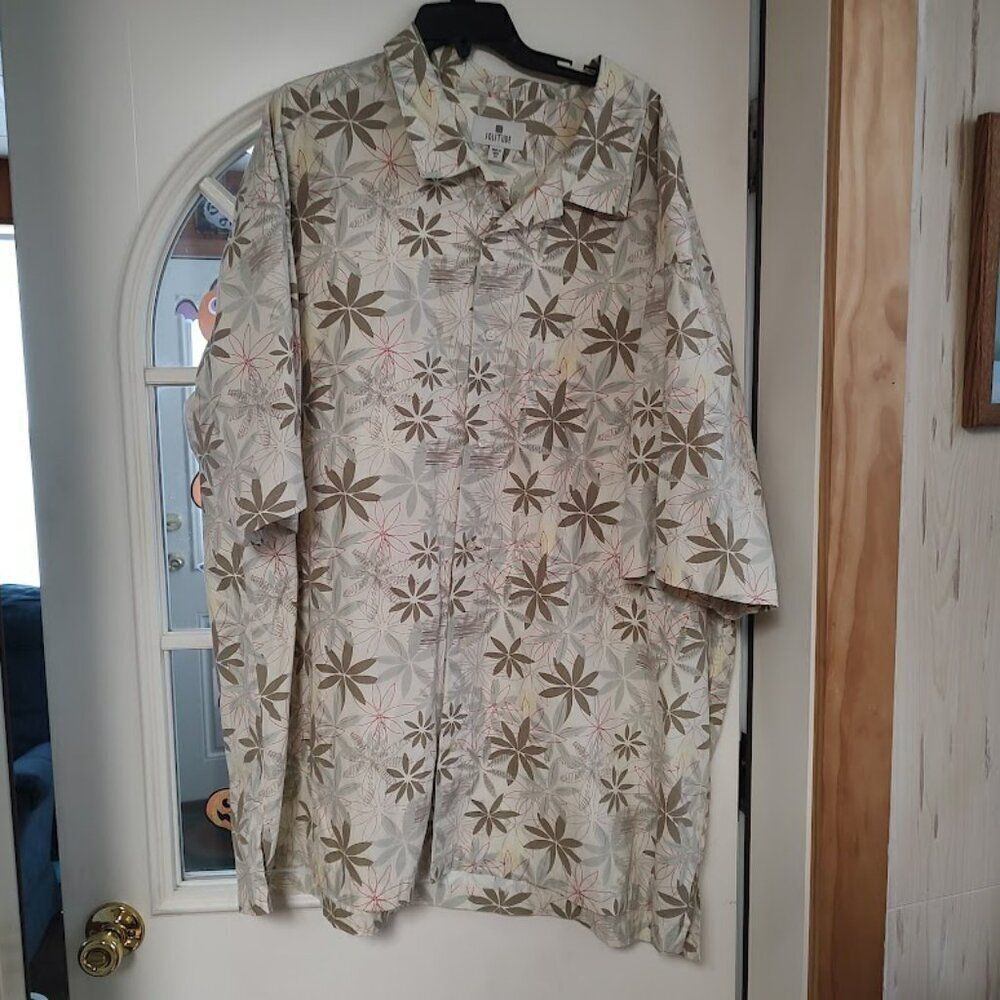 Solitude Multi-Color Tropical Print Short Sleeve Button Down Shirt Men's 3X